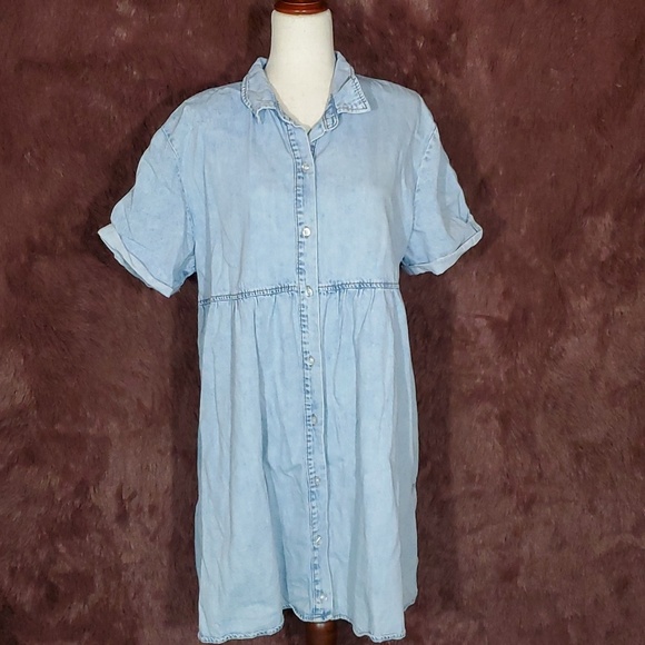 Source Unknown Dresses & Skirts - Denim Button Down Washed Blue Dress